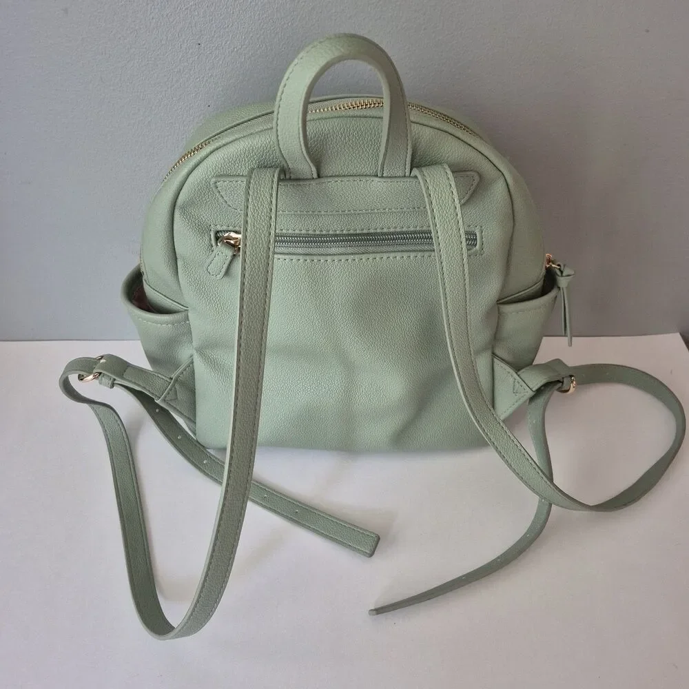LC Lauren Conrad Sage Green Vegan Pebble Leather Elene Functional Backpack